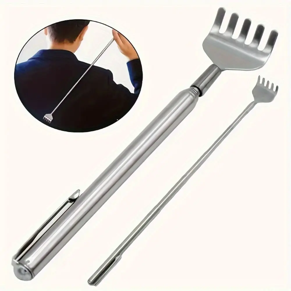 Retractable Back Scratcher Stainless Steel Pen Clip Itch Scratcher Flexible Telescopic Itch Massage Tool Old Person