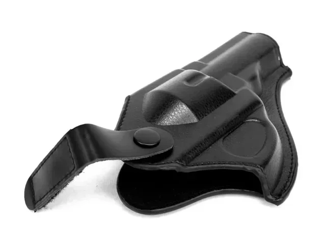 Airsoft Tactical Force Leather Revolver Pistol Holster (Short) Black Training WarGame Military