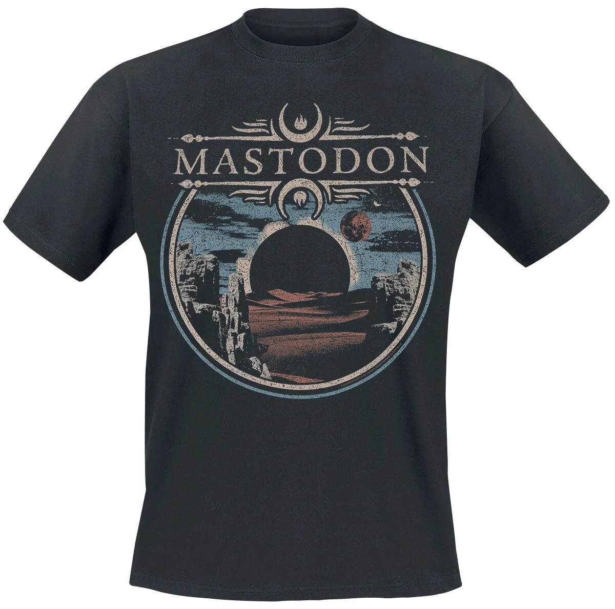 Mastodon Desert Eclipse T-Shirt Retro Western Landscape Print Lässiges Baumwoll-T-Shirt Unisex Vintage Streetwear Schwarzes Top – Detail 2