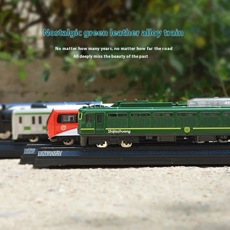 Legering Retro Groen Leer Kleine Trein Stoomlocomotief Model Harmonie Hogesnelheidstrein Simulatie Metalen Speelgoed Voor Kinderen