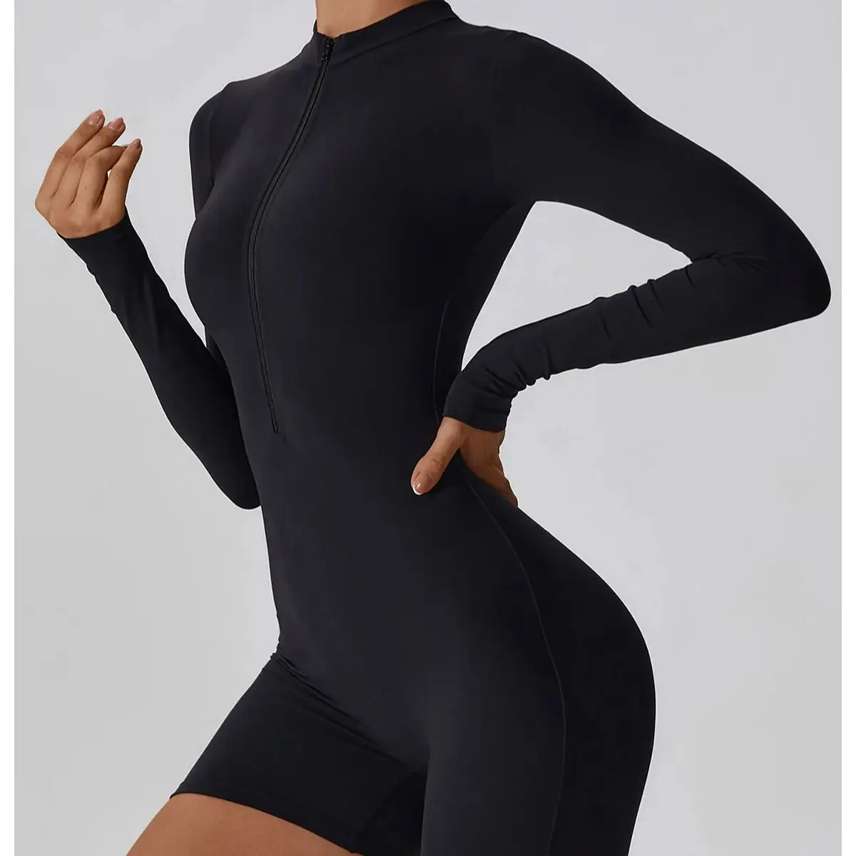 الصيف سستة تجريب بذلة وزرة رياضية النساء الصالة الرياضية الملابس تشغيل الدعاوى رياضة رياضية ShortHigh مرونة طويلة الأكمام مجموعة