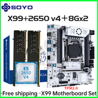 Gaming Motherboard Set SOYO X99 C612chip with Intel Xeon E5 2650 V4 CPU& DDR4 ECC 8G*2 2133MHz RAM M.2 NVME for Desktop PC