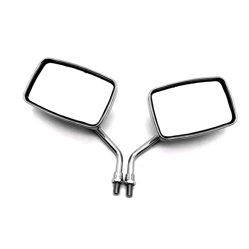 10mm Chrome Rectangle Universal Motorcycle Rearview Mirrors Pair For Honda Motorbike Scooter E-Bike Retrovisor