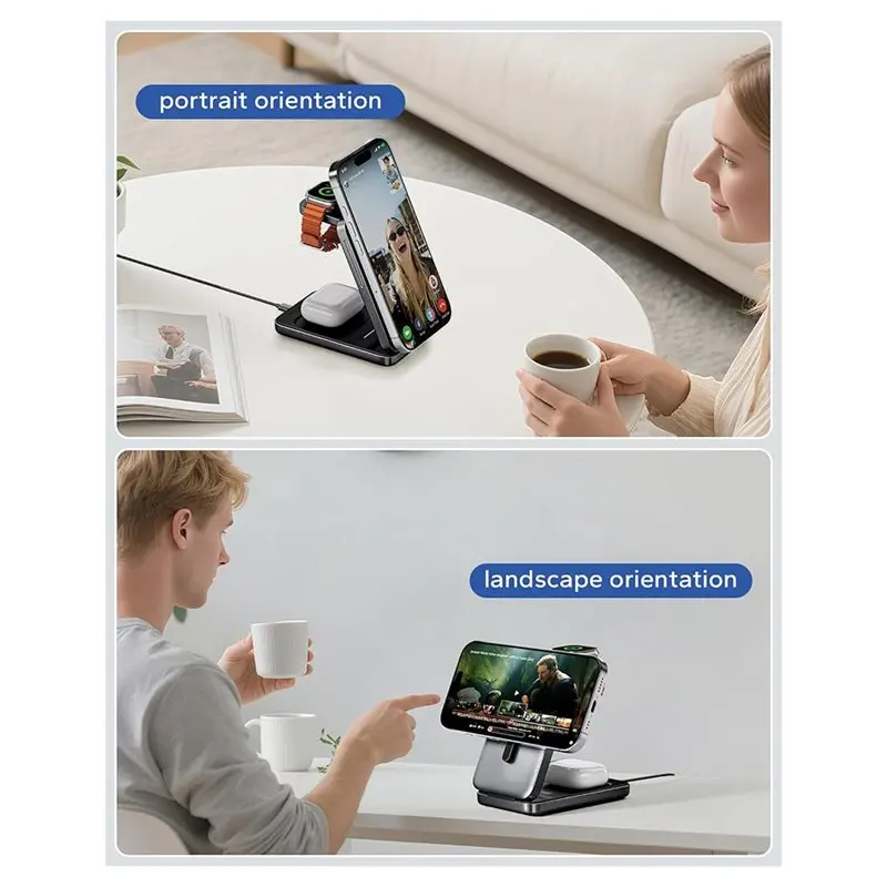 Super Deal -Foldable 3In1 For 17 16 15 14 13 12 Series/For Watch/ Charging Station For Magsafe, PD20W