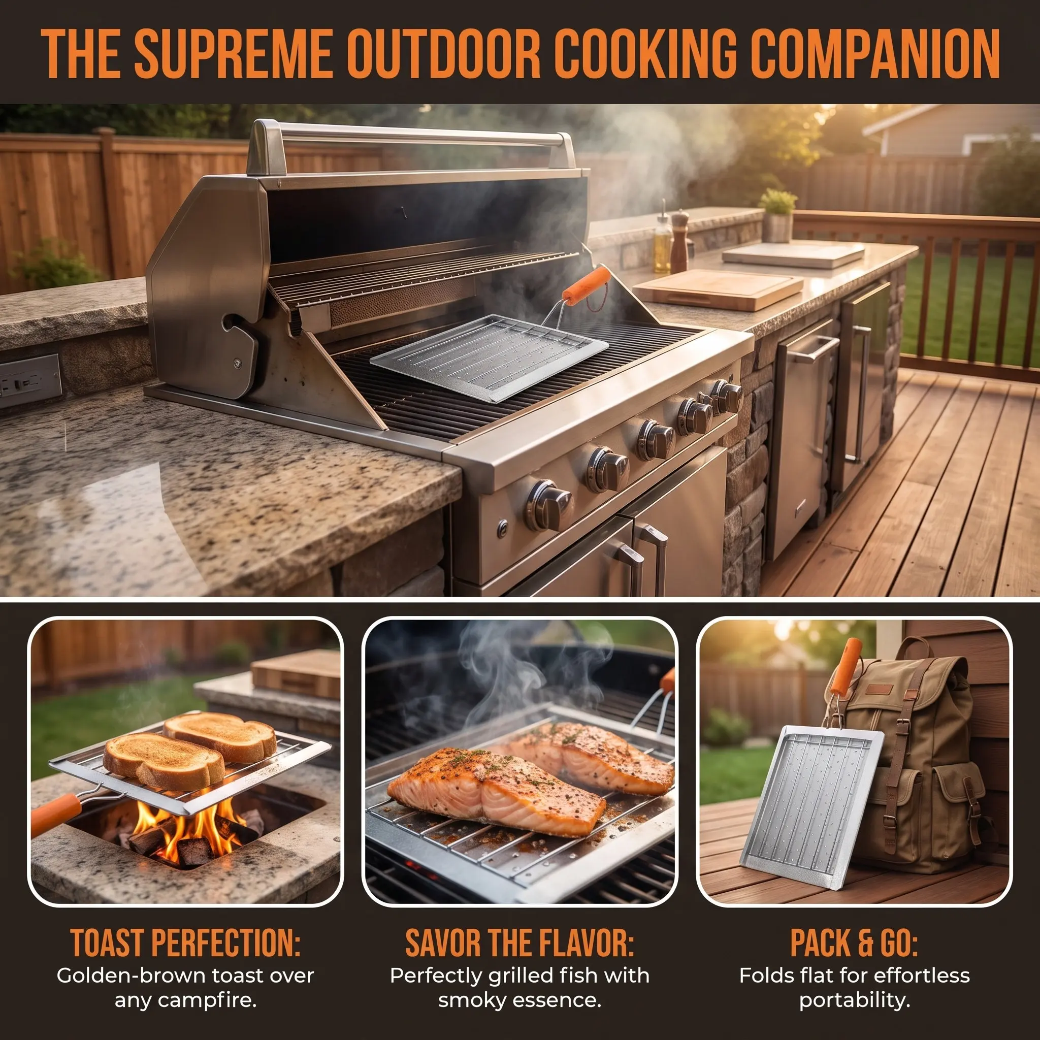Camping Cooking Top - Portable Camping Toaster Foldable Grill Rack