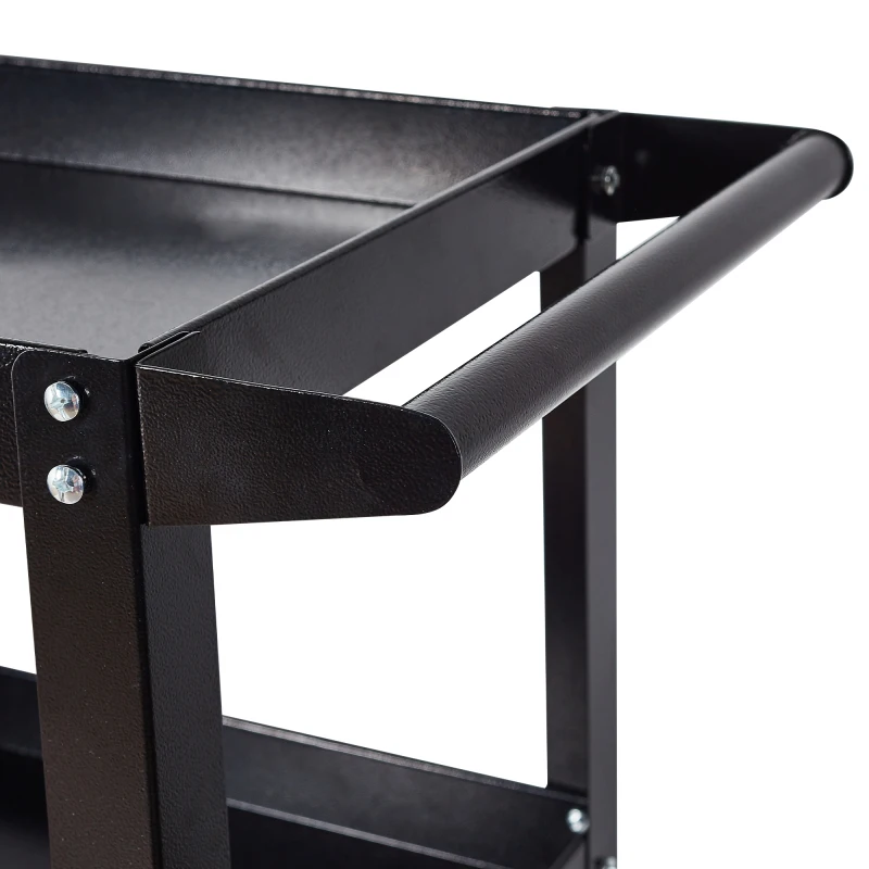 รถเข็นเครื่องมือ วัสดุเหล็ก ทนต่อการกัดกร่อนและความทนทานที่ดี ใช้สําหรับจัดเก็บเครื่องมือ ประกอบง่าย สีดํา