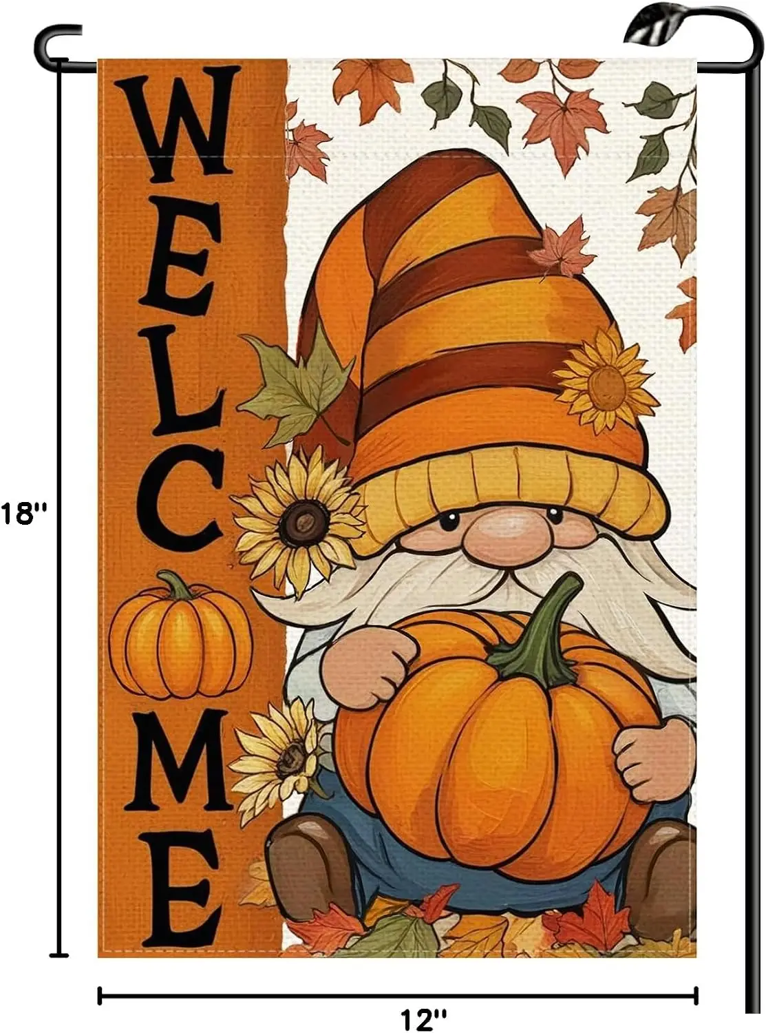Welcome Fall Gnome Garden Flag 12x18 Inch Vertical Double Sided Autumn Thanksgiving Pumpkin Maple Leaves Small Flags Farmhou PPZ