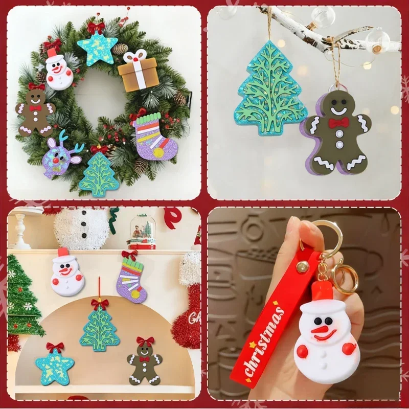 Winter Holiday Silicone Chocolate Mold 1PC, Santa Snowman Gift Tree Design, Baking Candy Jelly Pudding Mold, 3 Colors Available