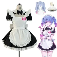 Mikuu Rabbit Hole Black and White Maid Sexy Dress With Headband Halloween Cosplay Costume Wig Princess Lolita Dress For Women