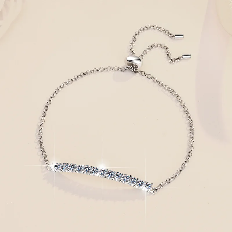 S925 sterling silver push-pull bead bracelet women's conditioning temperament moissanite bracelet jewelry