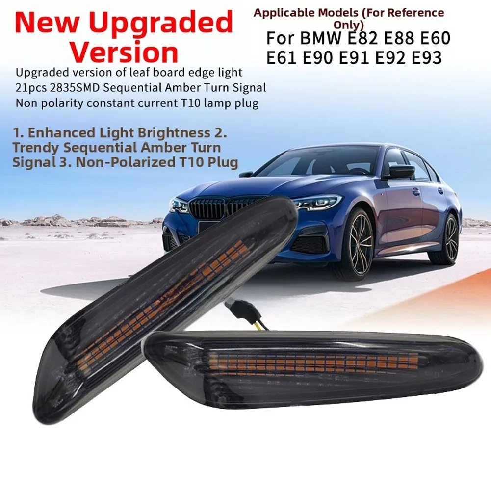 

2PCS LED Side Marker Lights for BMW E90 E91 E92 E93 E46 X3 X1 Models Waterproof with Dynamic Flowing Amber LED