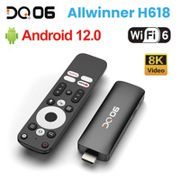 2024 DQ06 ATV Mini TV Stick Android12 Allwinner H618 Quad Core Cortex A53 Support 8K Video Wifi6 BT5.0 Build in BT Voice VS DQ03