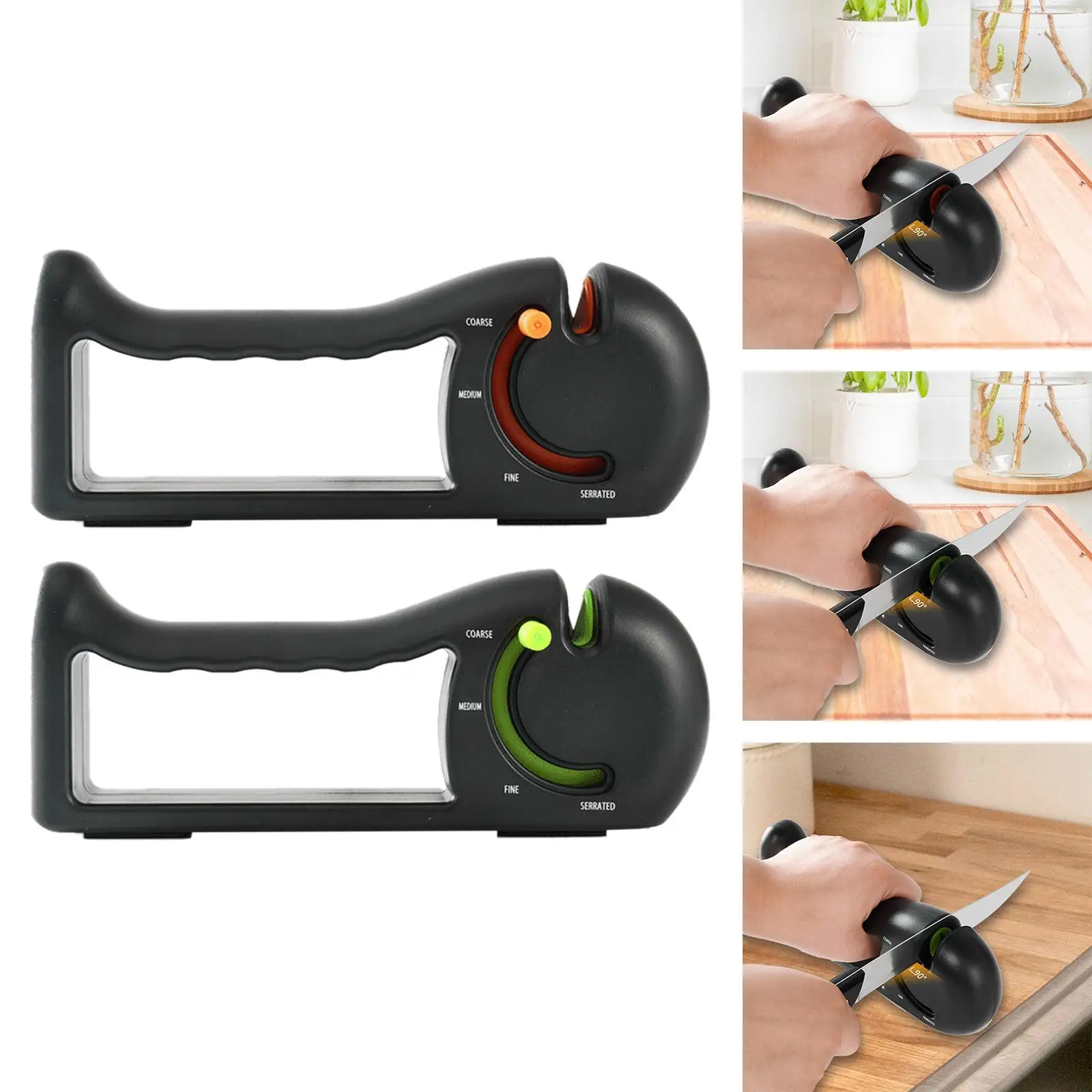 Knife Sharpening Tool, Knife Sharpeners for Kitchen Knives, 4 Adjustable Angle, Manual Knife Sharpening,