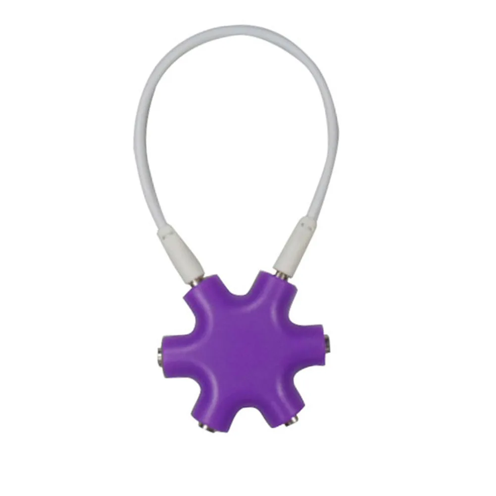 

6 Port 3.5mm Earphone Splitter Snow Shape Portable Keychain Stereo Audio Adapter for Sharing Classroom Dj Mixing