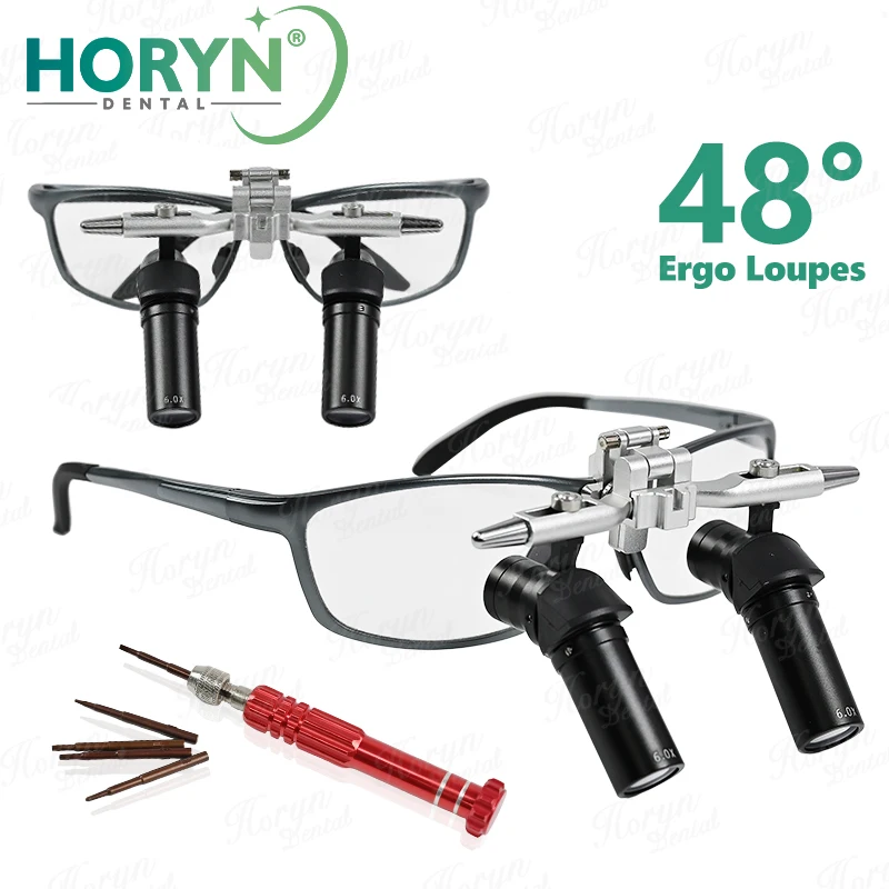 4X/5X/6X Magnifier Dental 48 ° Ergo Optical Loupes Oral Surgery Loupe Glass Prevent Bending Lowering The Head Dentistry Tool