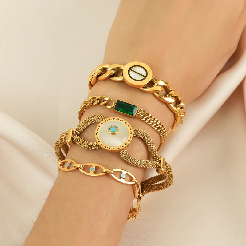 EILIECK 316L Edelstahl Grüner Kristall Halskette Armband Ohrringe für Damen Luxus Farbbeständiger Schmuck 3-teiliges Set Geschenk Party – Detail 7