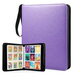 900 Double Sided 9 Pocket Collector Trading Card Binder 50 Removable Sleeves with Zipper PU Leather Cover Card Collection Album