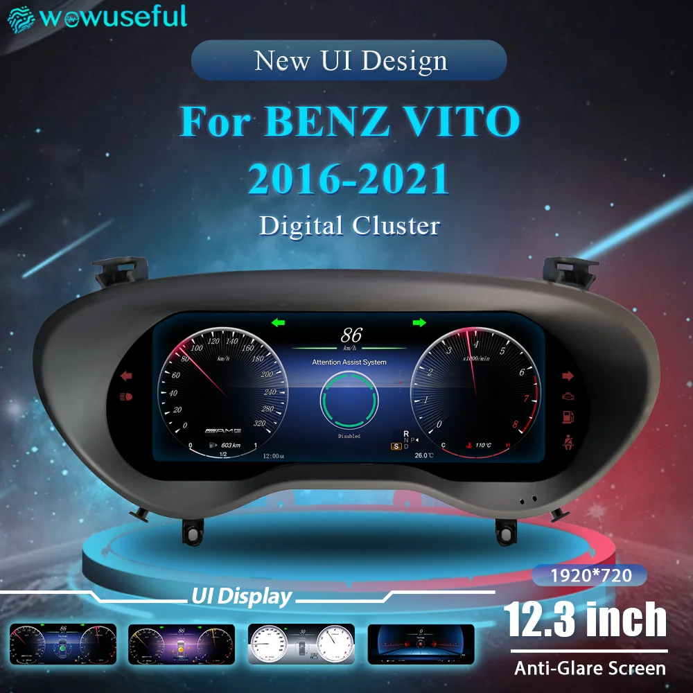 Panel de Instrumentos Digital LCD de 12.3'' para Mercedes Benz Vito W447 Años 2016-2021, Tablero de Instrumentos, Cabina