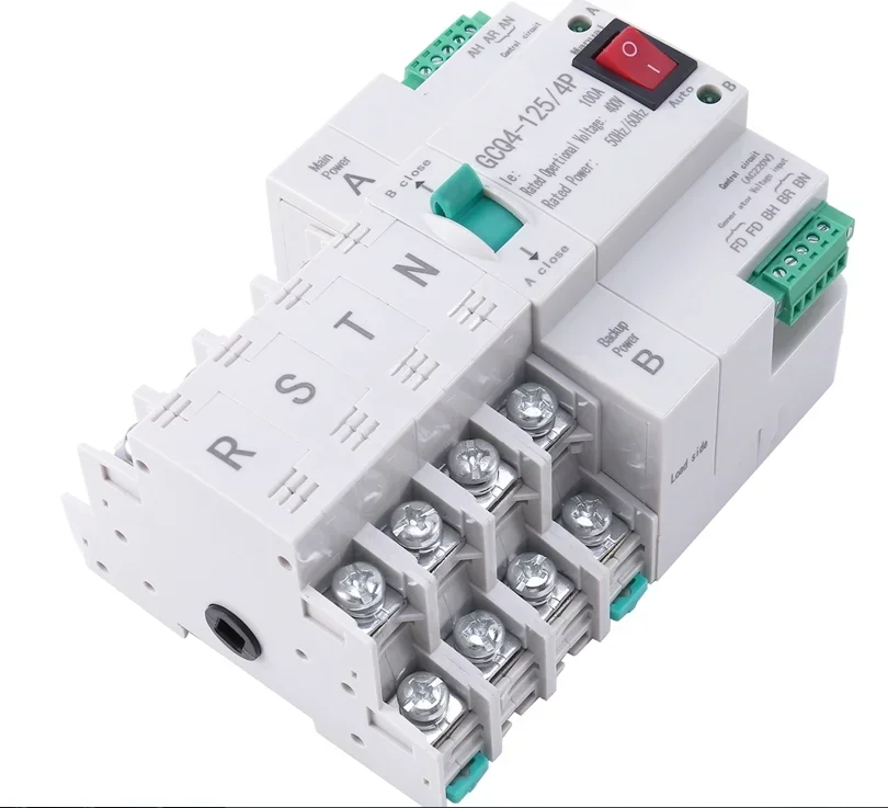 ATS Dual-Power Automatic Transfer Switch GCQ4-125/4P Circuit Breaker MCB AC 400V 63A Household 35mm Rail Installation