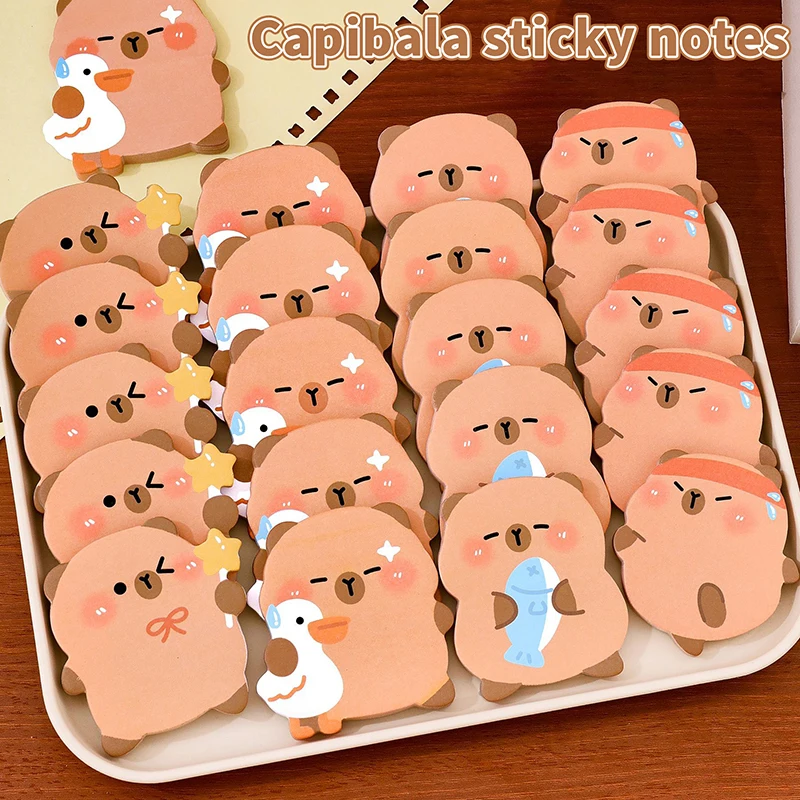 60 Sheets Cute Capybara Sticky Notes | Reusable High-Quality Cartoon Adhesive Notes for Students