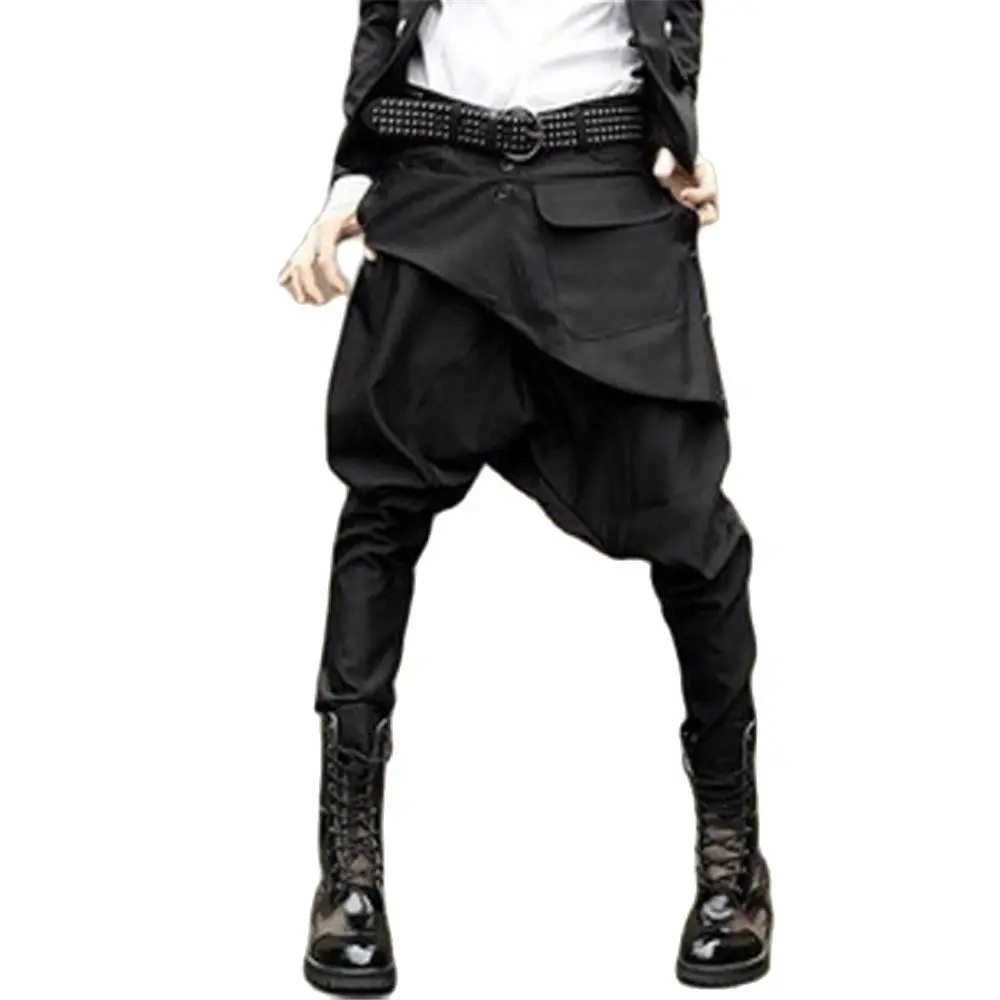 Autumn men gothic hip hop punk rock harem pants drop crotch baggy trousers mens nightclub DJ singer stage joggers streetwear