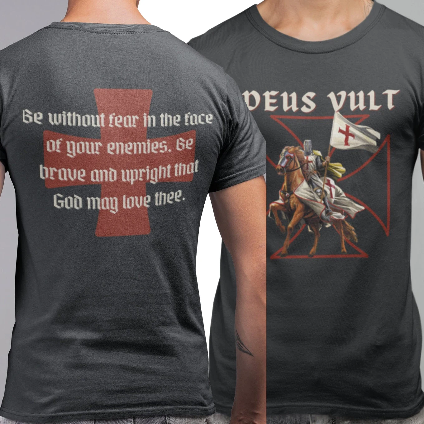 Deus Vult Knights Templar Christian Cross Crusader T-Shirt 100% Cotton O-Neck Summer Short Sleeve Casual Mens T-shirt Size S-3XL