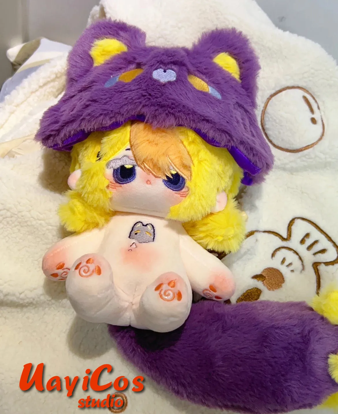 Demon Cute Duck Hat Purple Sweet Potato Cream Princess Animal 20CM Plush Plushie Cotton Doll Clothes  Anime Figure Toy For Kids