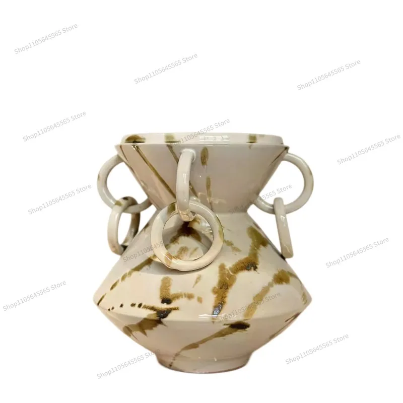For light luxury handmade ceramic vase creative ornament, living room TV cabinet decoration