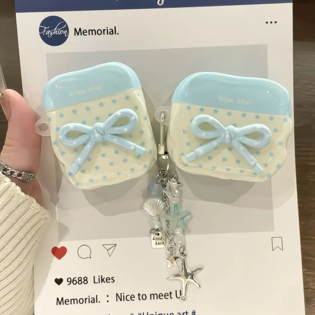 ثلاثية الأبعاد القوس سماعة شحن غطاء لطيف ل AirPods 1 2 3 Pro pro2 pro3 سماعة لاسلكية بلينغ سلسلة هدية #3