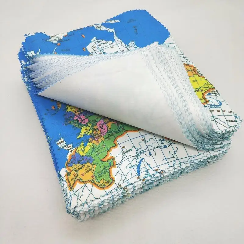 10 Pcs Microfiber Sunglasses Eyeglasses Cleaning Cloth Map Print Glasses Eyewear Clean Lens