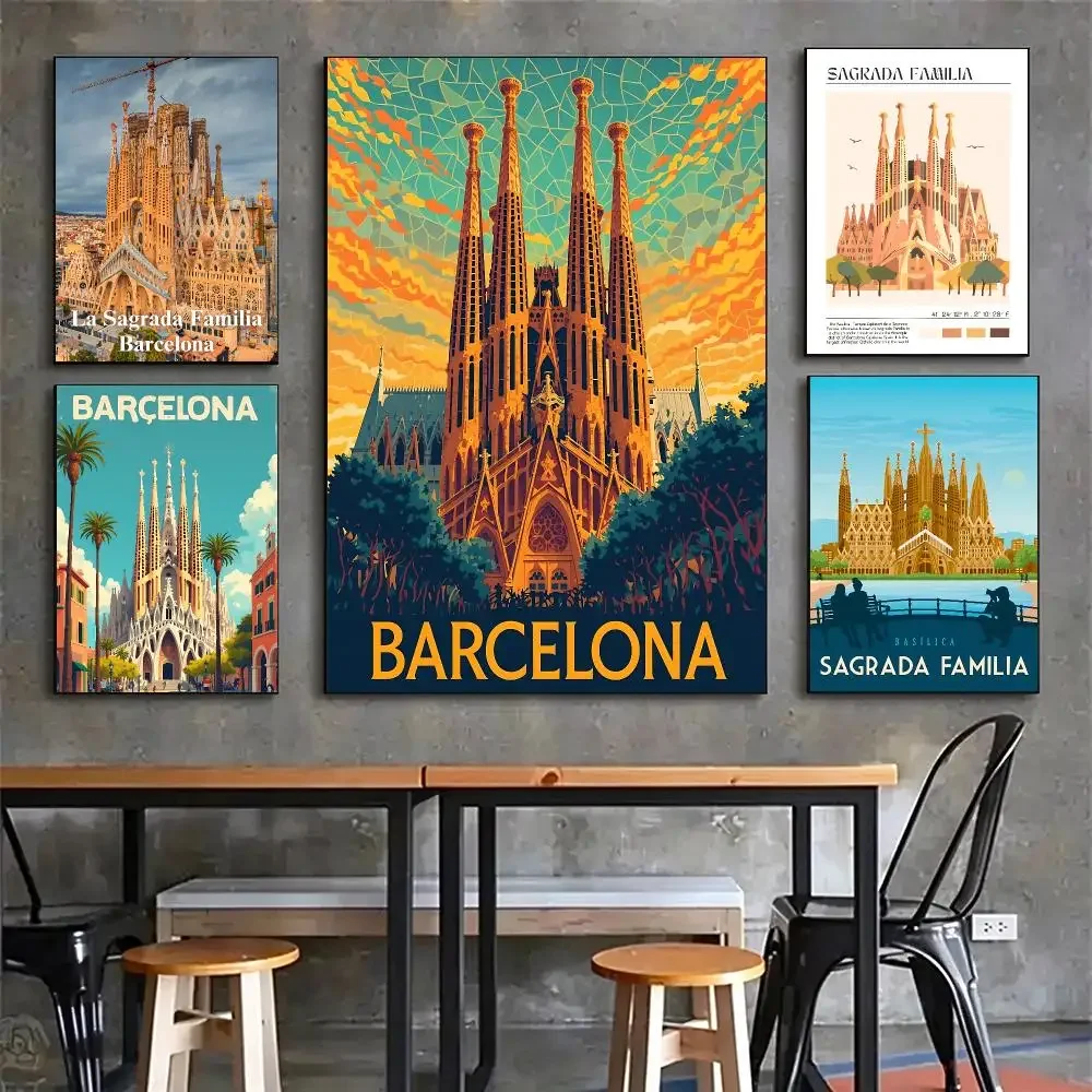 pattern Sagrada Família Poster Poster HD Printing Vintage Luxe Home Decor Wall Art for the Living Rooms Entryways Gift