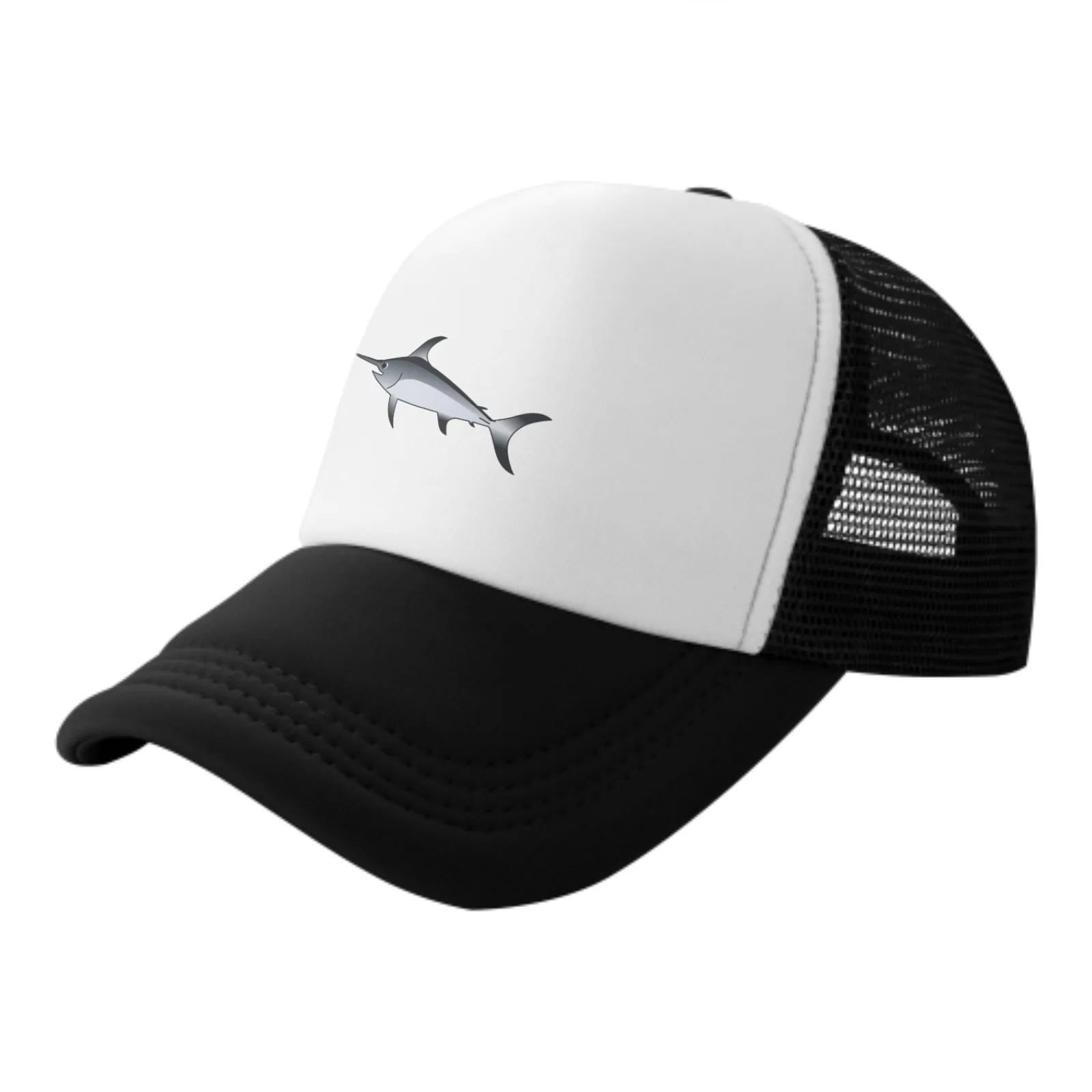 Swordfish Print Mesh Baseball Cap Trucker Hats Sports Outdoor Adjustable Washed Snapback Dad Hat