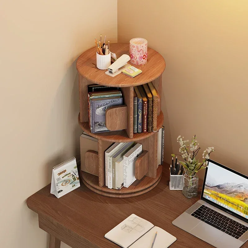 NNSmall Solid Wood Corner Table Top Bookstand Laminate Shelf Multilayer Bookshelf On Desk Rotatable Wood Shelf
