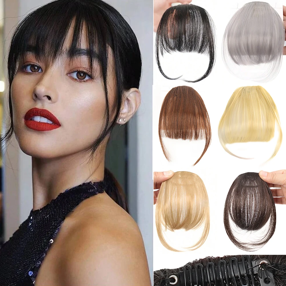 Synthetic Air Bangs Natural Short Brown Black Fake Hair Fringe Extension 1 Clip In Hairpieces Accessories For Women Girl