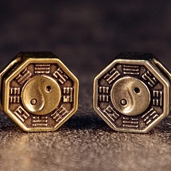 Chinese Tai Chi Bagua Brass Knife Bead Outdoor EDC Umbrella Rope Pendant DIY Paracord Woven Bracelet Accessories Lanyard Hanging