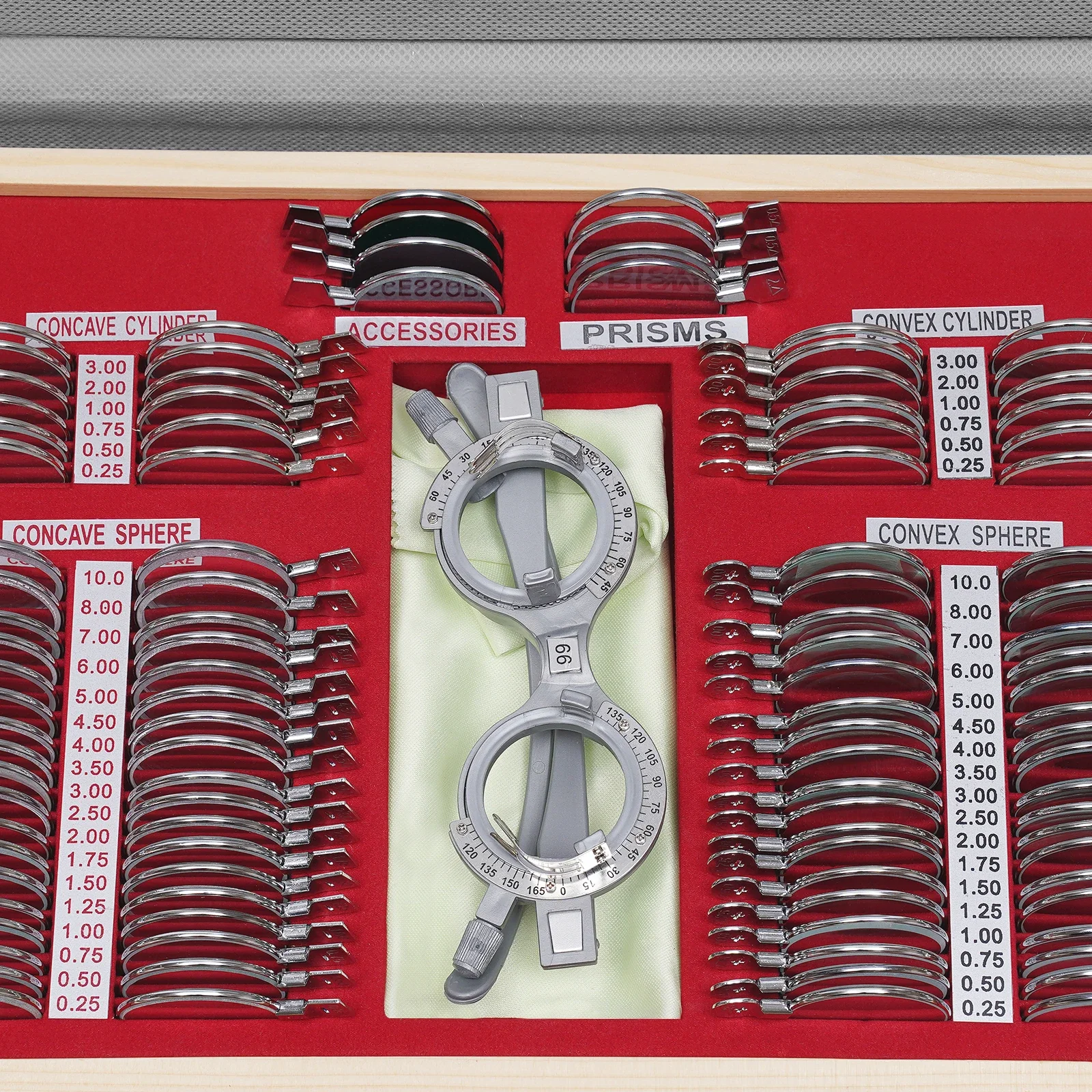 104 Pcs Trial Lens Set Kit, Metal Frame Box, Testing Frame Optometry Kit, Optical Testing Lens Precision Frame & Lens Silver Box