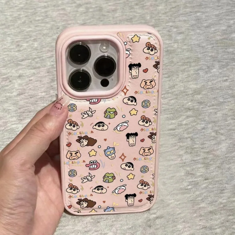 فاخر لطيف الكرتون تلوين شين تشان Nohara Misae Nohara Hiroshi حافظة هاتف جلدية آيفون 12 13 14 15 16 17 برو ماكس غطاء #4