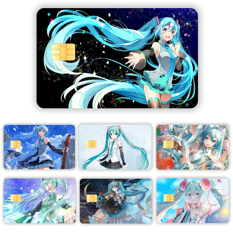 Kawaii Hatsune Miku Pvc Sticker Miku Waterproof Anime Film Tape Skin for Credit Card Debit Card Sticker Decal Gifts