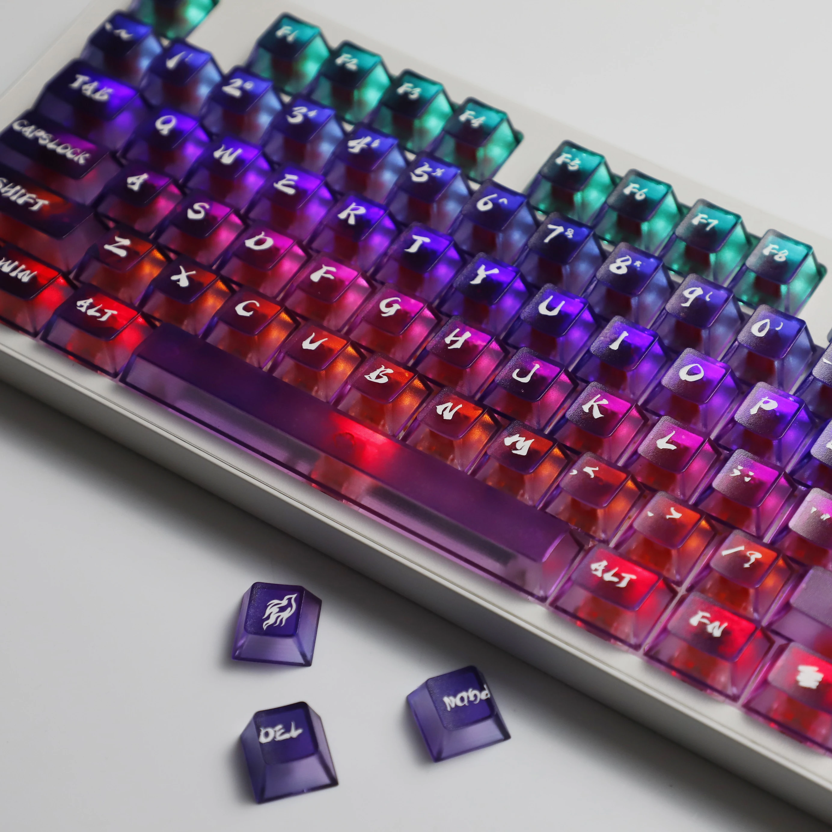 YMDK 119 مفاتيح ستار ماتي PC تألق من خلال أغطية مفاتيح ملف تعريف الكرز للوحة المفاتيح الميكانيكية 61/64/68/84/87/98/104/108 MX #5