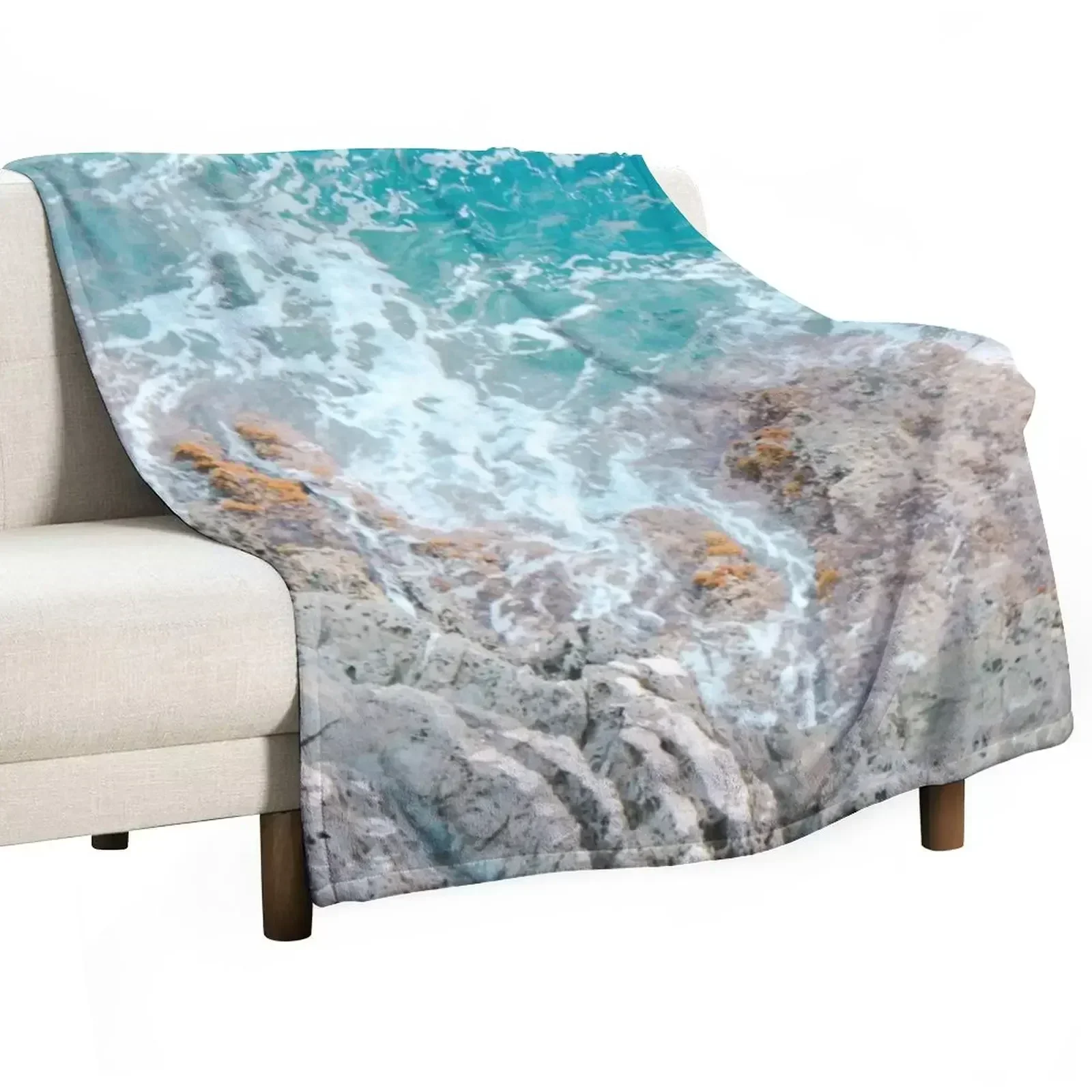 Mediterranean Ocean Side Cliffs Throw Blanket blankets and throws Sofas Retros Luxury St Plaid on the sofa Softest Blankets