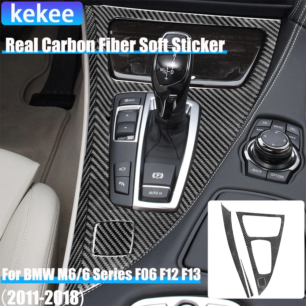 

Настоящие автомобильные аксессуары из углеродного волокна, объемная панель переключения передач, мягкая наклейка для BMW 6 серии/M6 F06 F12 F13 M Sport 2011-2018