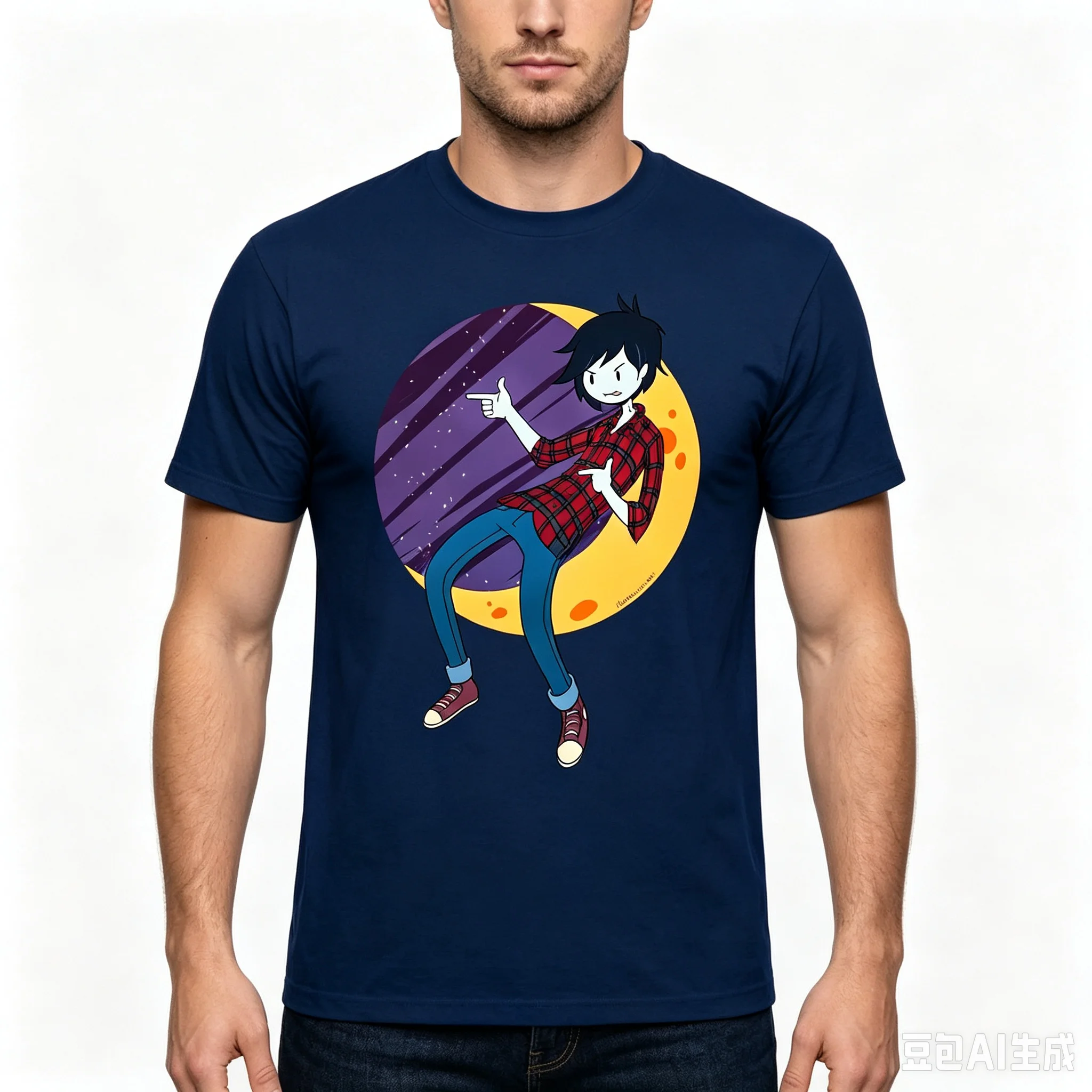 Cotton 100%　Men Marceline Adventure Cartoon Graphic T‑Shirt Anime Character Print Short Sleeve Casual Streetwear Tee Tops