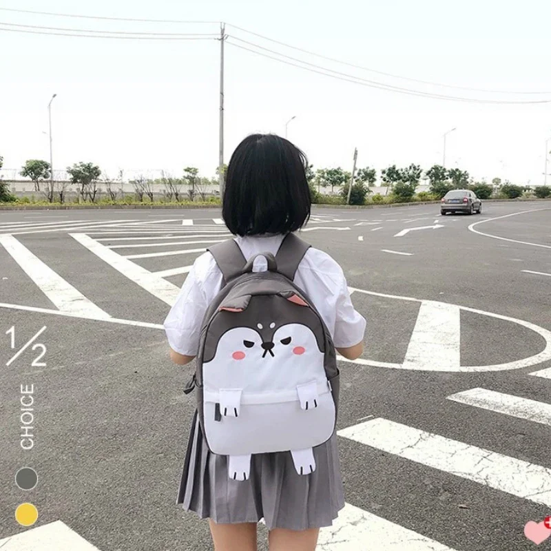 Shiba Inu Corgi Husky Dog Canvas Cute Cartoon Printing Backpack Fashion Women Shoulder Pack Student School Bag Laptop Knapsack