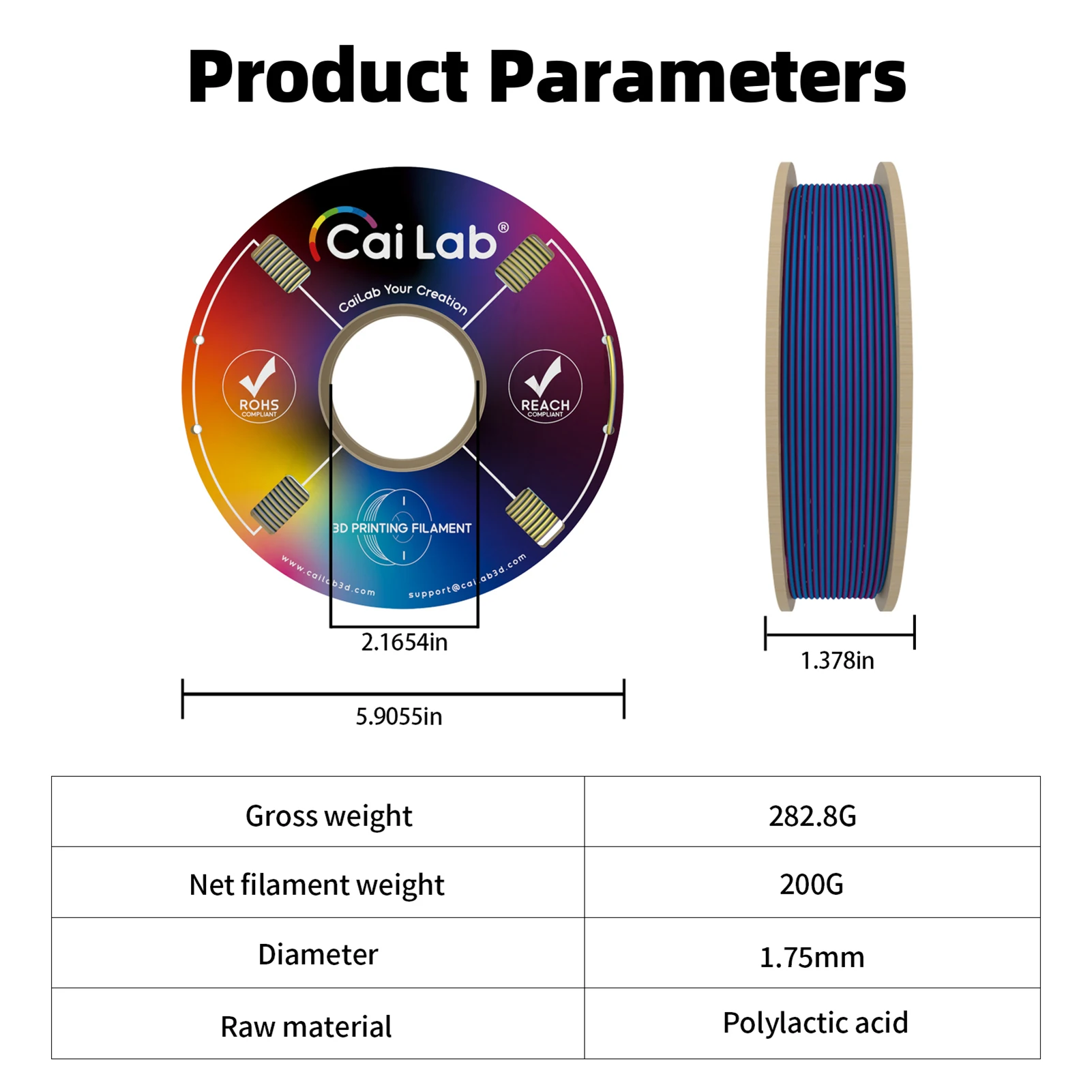 CaiLab PLA + خيوط طابعة حريرية ثلاثية الأبعاد تعمل مع معظم طابعات FDM ثلاثية الأبعاد بقطر 1.75 مم و6 لفات 200 جرام لكل بكرة ثلاثية الألوان مختلطة #5