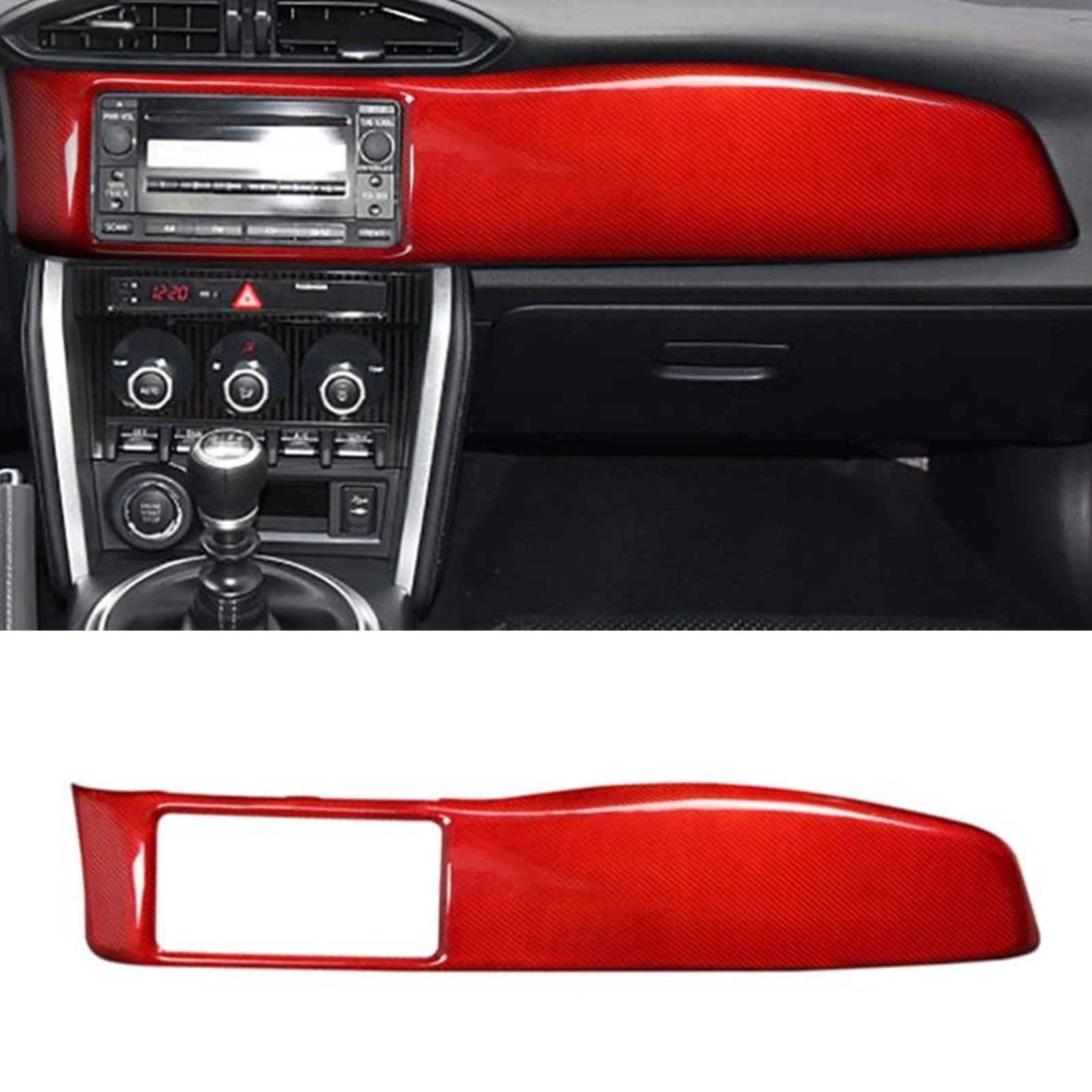 

For Toyota 86 2013-2020 Subaru BRZ Dashboard Panel Cover Trim Carbon Fiber Red Car Center Console Dash Board Plate Decor Sticker