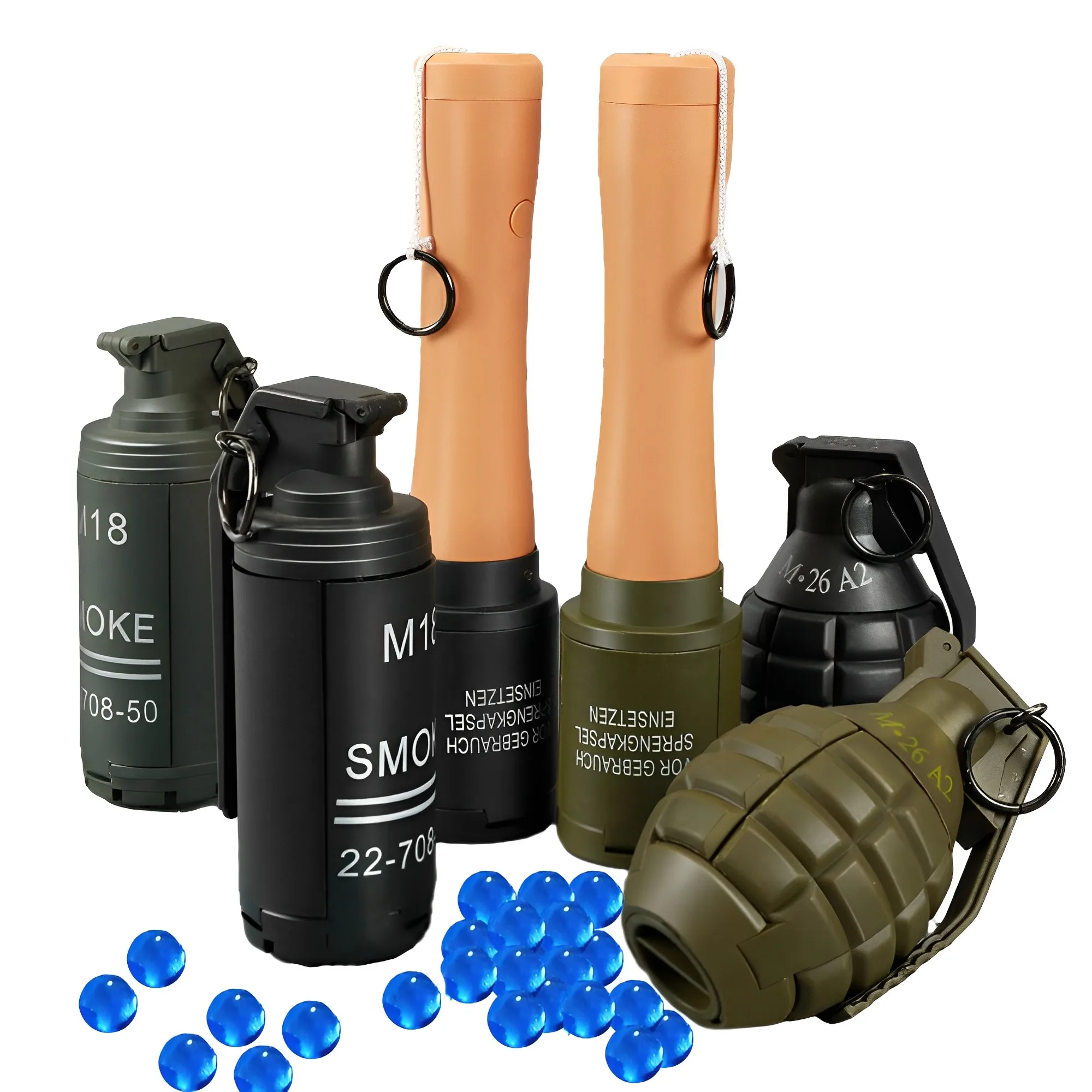 

2pcs Outdoor Airsoft Grenade Model, Tactical Smoke Grenade Model, M67 Burst Grenade Various Airsoft Tactical Models Grenade