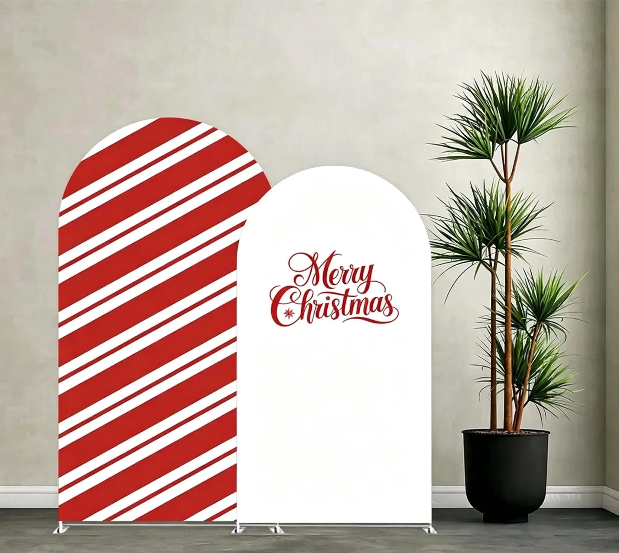 Custom 2-Side Christmas Arch Backdrop Cover Merry Christmas Red Xmas Fiesta Party Decorations Photography