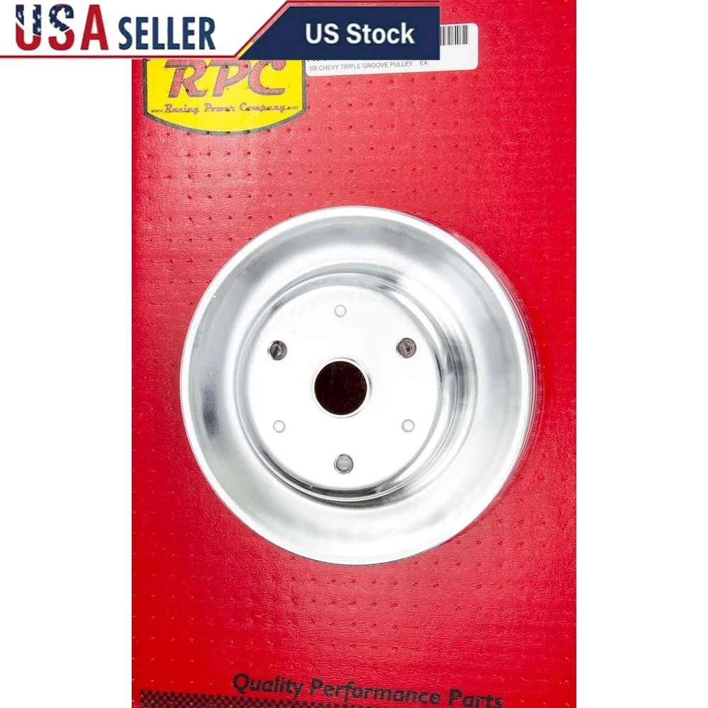 

V-Belt Crank Pulley 3 Groove 7-13/16in Steel Chrome Long Water Pump Small Block Chevy Performance Part