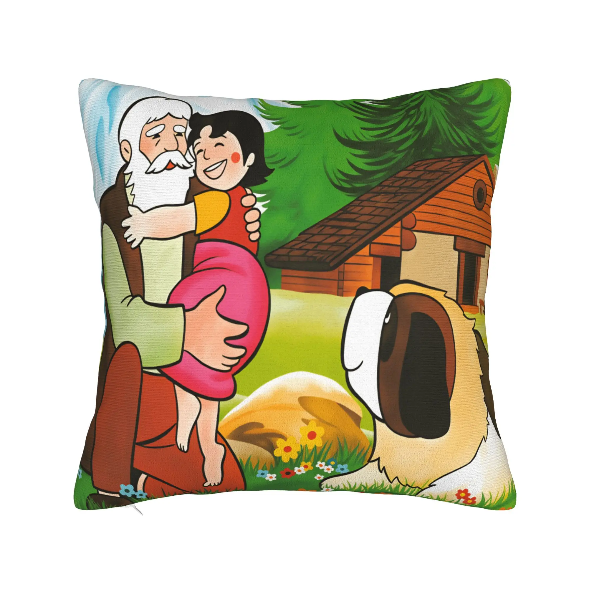 Pillow Case Heidi Peter And Grandpa Alps Soft  Pillow Cover For Living Room Bed Chair Fashion Pillowcases