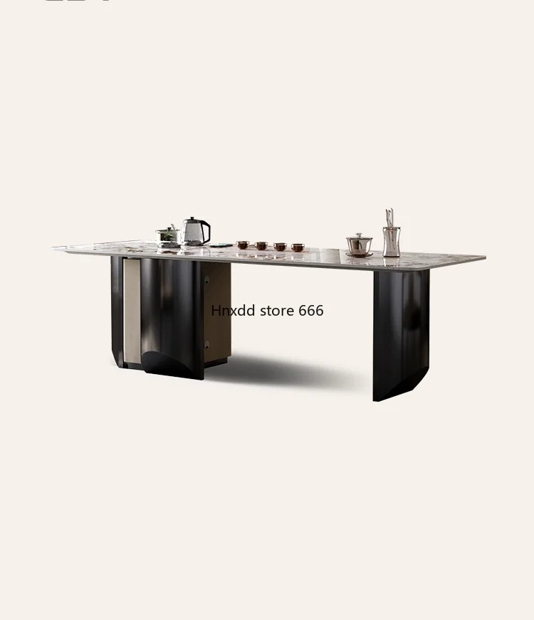 Italian minimalist rock slab tea table and chair combination